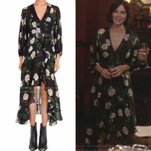 The Kooples Allure Ruffled Long Sleeve Floral Midi Dress sz 1 - Picture 3 of 12